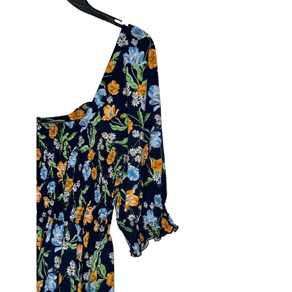 Draper James Women's Top Poplin Cropped Smocked Floral Stretch Square Neck Small - Picture 7 of 10